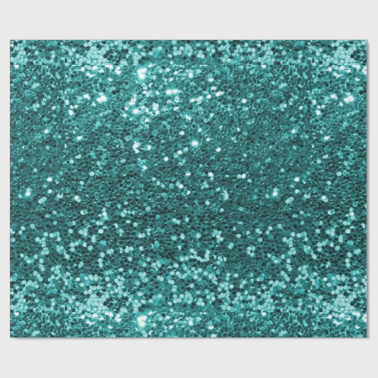 Turquoise Faux Glitter Cadeaupapier (Vlak)