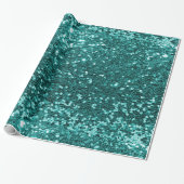 Turquoise Faux Glitter Cadeaupapier (Uitgerold)