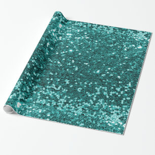 Turquoise Faux Glitter Cadeaupapier