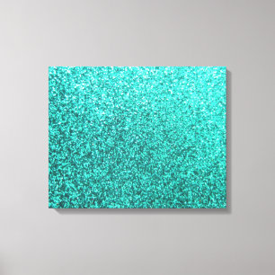 Turquoise faux glitter graphic canvas afdruk
