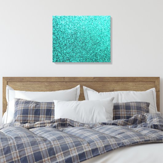 Turquoise faux glitter graphic canvas afdruk (Insitu (Slaapkamer))
