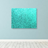 Turquoise faux glitter graphic canvas afdruk (Insitu (Houten vloer))