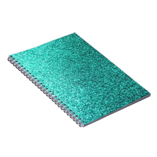 Turquoise faux glitter graphic notitieboek (Rechterzijde)