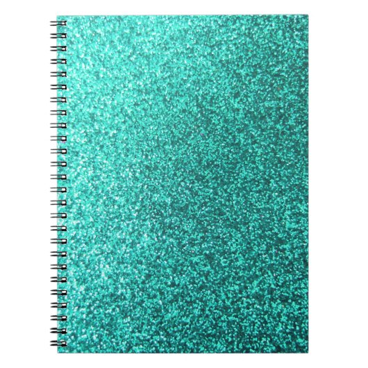 Turquoise faux glitter graphic notitieboek (Voorkant)