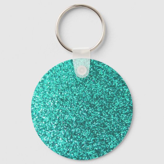 Turquoise faux glitter graphic sleutelhanger (Voorkant)