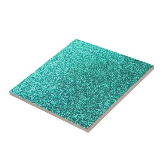 Turquoise faux glitter graphic tegeltje (Zijkant)