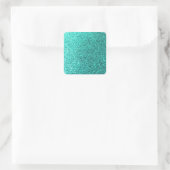 Turquoise faux glitter graphic vierkante sticker (Tas)