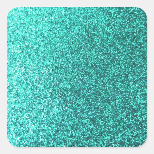 Turquoise faux glitter graphic vierkante sticker (Voorkant)