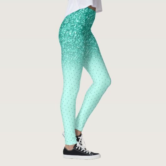 Turquoise faux glitter ombre leggings (Rechts)
