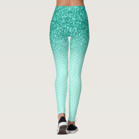 Turquoise faux glitter ombre leggings (Achterkant)