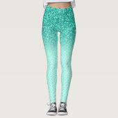 Turquoise faux glitter ombre leggings (Voorkant)