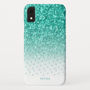 Turquoise faux glitter ombre modern design Case-Mate iPhone case