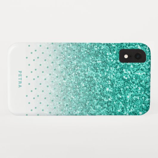 Turquoise faux glitter ombre modern design Case-Mate iPhone case (Achterkant (horizontaal))