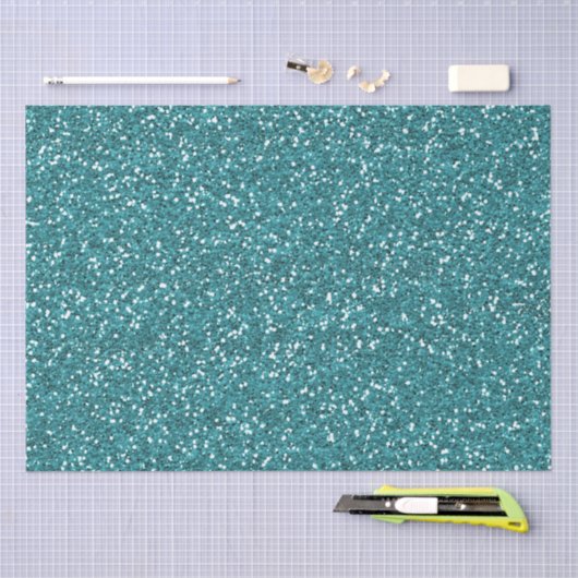 Turquoise Faux Glitter Tissuepapier (Craft)