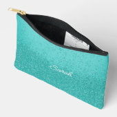 turquoise faux glitter Valentijn Etui (Open)