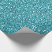 Turquoise Faux Glitter Verjaardag Cadeaupapier (Hoek)
