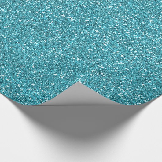 Turquoise Faux Glitter Verjaardag Cadeaupapier (Hoek)