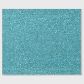 Turquoise Faux Glitter Verjaardag Cadeaupapier (Vlak)