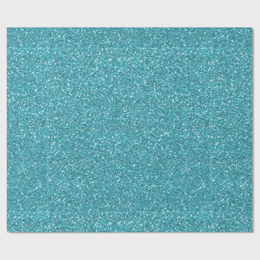 Turquoise Faux Glitter Verjaardag Cadeaupapier (Vlak)