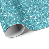 Turquoise Faux Glitter Verjaardag Cadeaupapier (Rol Hoek)