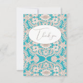 Turquoise Faux Lace Flat Hartelijk dank Bedankkaart (Voorkant)