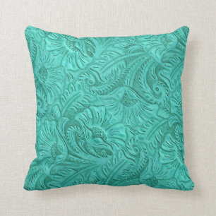 Turquoise Faux Laether Print Sierkussen