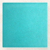 Turquoise Faux Leather Glazen Onderzetter (Voorkant)