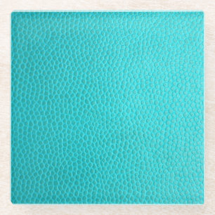 Turquoise Faux Leather Glazen Onderzetter