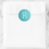 Turquoise Faux Leder Monogram Ronde Sticker (Tas)