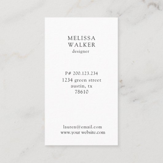 Turquoise faux leer omcirkeld monogram visitekaartje (Achterkant)