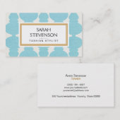 Turquoise FAUX Linnen Mode Boutique en Salon Visitekaartje (Voorkant / Achterkant)