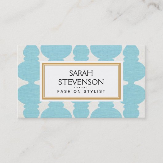 Turquoise FAUX Linnen Mode Boutique en Salon Visitekaartje (Voorkant)