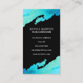 Turquoise faux stone textuur en zwart visitekaartje (Achterkant)