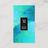 Turquoise faux stone textuur en zwart visitekaartje (Voorkant)