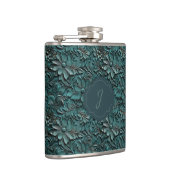 Turquoise Faux Tooled Leather Vinyl  Heupfles (Rechts)