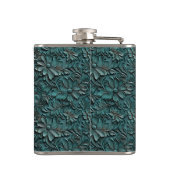 Turquoise Faux Tooled Leather Vinyl  Heupfles (Achterkant)