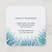 Turquoise Feathers Waterverf Boho Blauwgroen Beach Vierkante Visitekaartje (Achterkant)