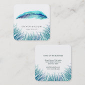 Turquoise Feathers Waterverf Boho Blauwgroen Beach Vierkante Visitekaartje (Voorkant / Achterkant)