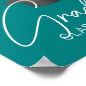 Turquoise Felicitaties Afstudeerfeest Poster (Hoek)
