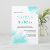 Turquoise Felt Floral Victoriaans Weddenschap Kaart (Staand voorkant)