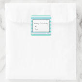 Turquoise Festive Stripes Holiday Stickers (Tas)