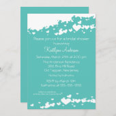 Turquoise Field of Hearts Bridal Shower Invitation Kaart (Voorkant / Achterkant)
