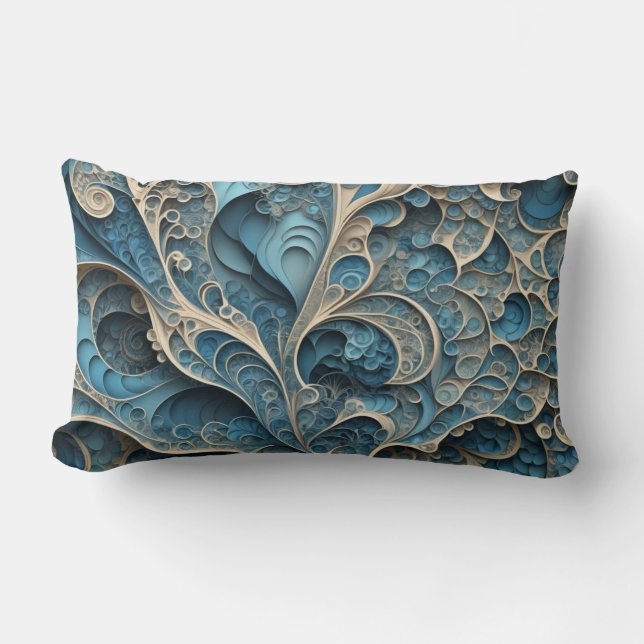 Turquoise filigraan kussen (Voorkant)