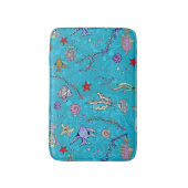 Turquoise Fish Pattern Badmat (Voorkant Verticaal)