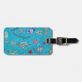 Turquoise Fish Pattern Bagagelabel (Voorkant horizontaal)