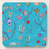 Turquoise Fish Pattern Bier Onderzetter (Voorkant)