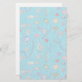 Turquoise Fish Pattern Briefpapier (Voorkant / Achterkant)
