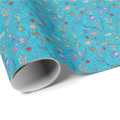 Turquoise Fish Pattern Cadeaupapier (Rol Hoek)