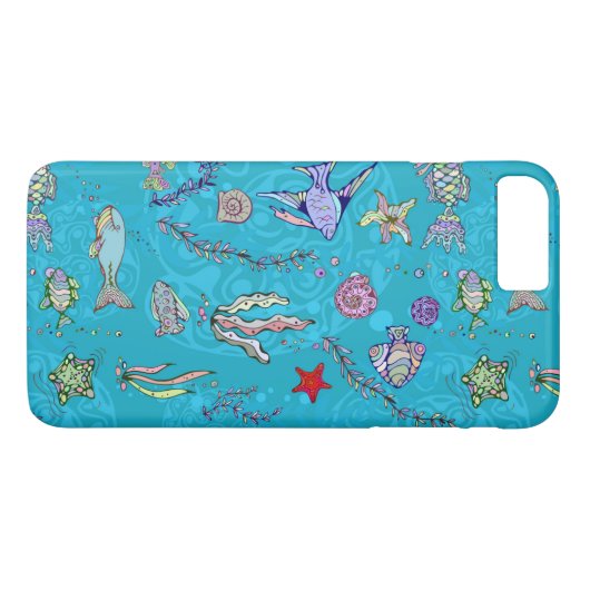 Turquoise Fish Pattern Case-Mate iPhone Case (Achterkant (Horizontaal))