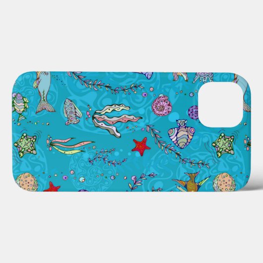 Turquoise Fish Pattern Case-Mate iPhone Case (Achterkant (horizontaal))